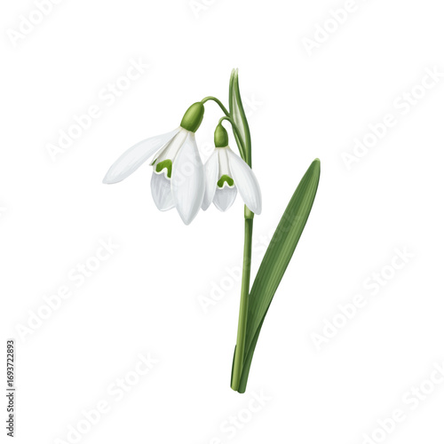 White snowdrop flower illustration botanical vector isolated