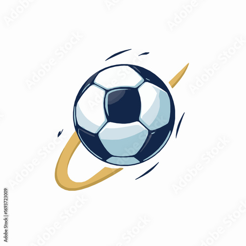Soccer Ball with Yellow Ring Orbiting on White Background football sport
