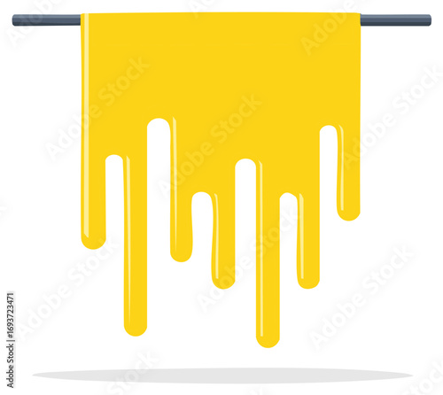 Golden honey or sweet syrup dripping from a stick flat vector illustration