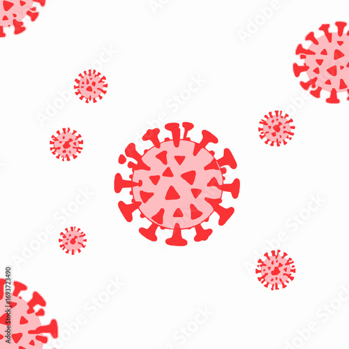Red Coronavirus Particles Scattered on a White Background covid19 pandemic