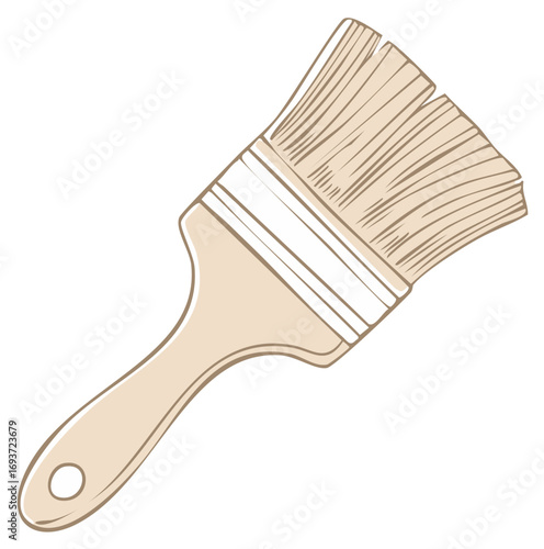 Simple cartoon illustration of a paintbrush for DIY renovation and decorating projects
