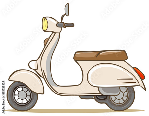 Elegant Beige Vintage Scooter Illustration Evokes Retro Transport and Stylish Leisure Travel