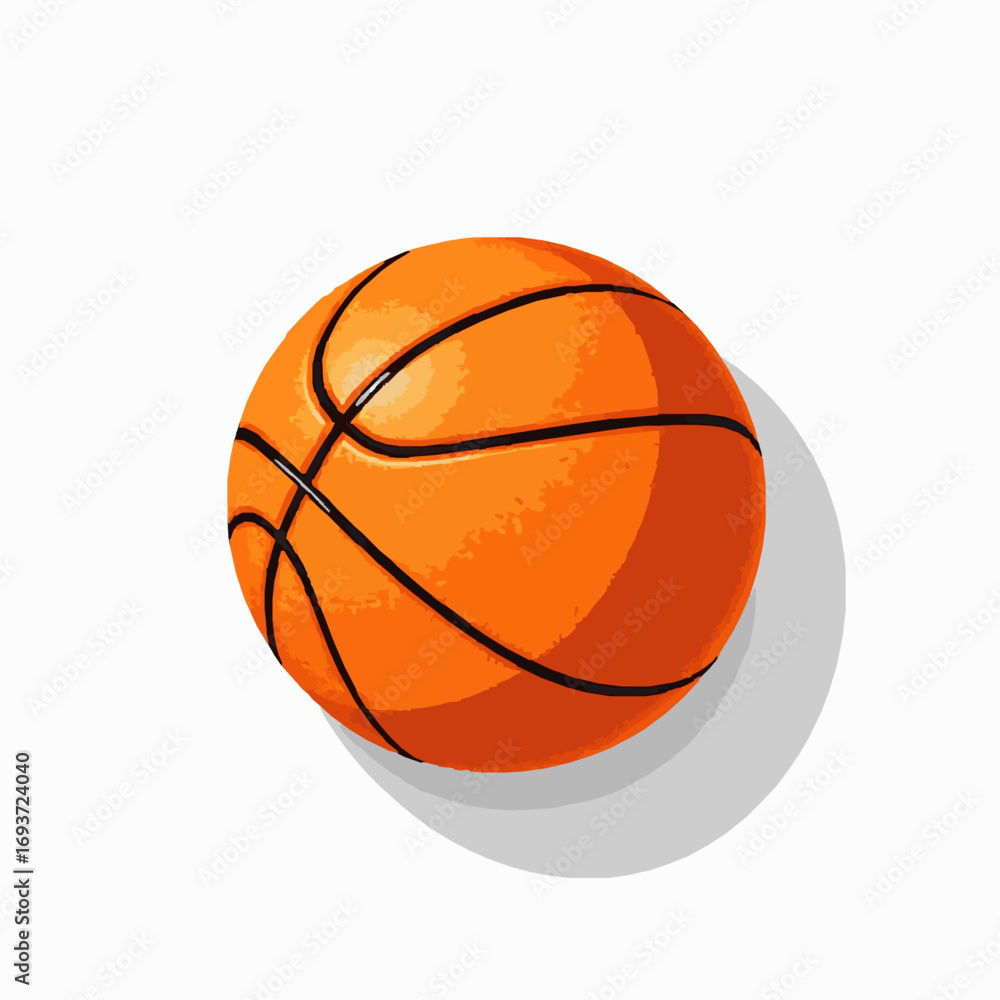 Fototapeta premium Orange Basketball With Black Lines And Shadow On White Background sport game