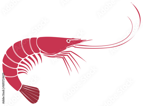 Stylized Red Shrimp Vector Illustration