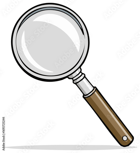 Simple cartoon magnifying glass icon illustration perfect for search investigation and discovery