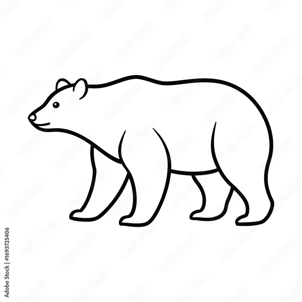 Obraz premium Bear walking on all fours outline drawing