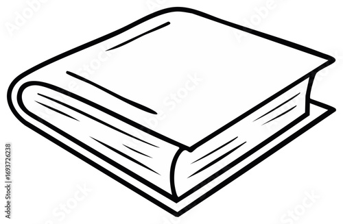 Closed book with pages in outline style, depicting learning, reading, and education concepts
