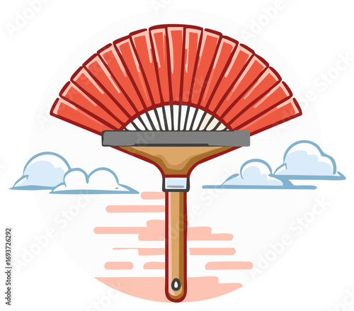 Paintbrush with Red Fan Bristles Creative Concept Vector Art Illustration