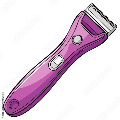 Purple Electric Trimmer Illustration: Grooming Tool for Hair and Personal Care