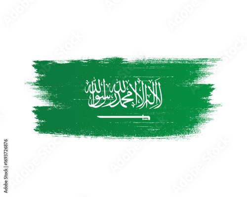 Saudi Arabia creative flag. Grunge paint brush stroke Saudi arabia flag design. 23 September independence day