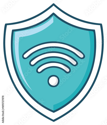 Shield icon with WiFi symbol. Concept of internet security and protection.