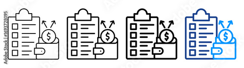 Expense Report Icon Different Style Outline Collection Set