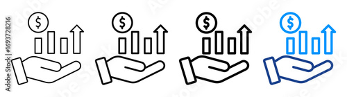 Gross Profit Icon Different Style Outline Collection Set