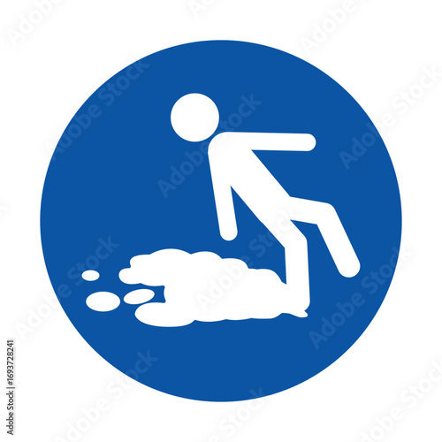 Caution Sign for Slippery Surface with Icon of Figure Slipping on Ground