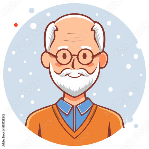 Friendly Bald Man with White Beard and Glasses Smiling