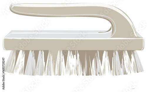 Illustrative Scrub Brush with Handle for Cleaning and Household Chores