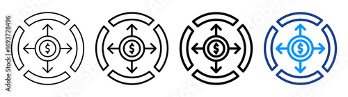 Budget Breakdown Icon Different Style Outline Collection Set