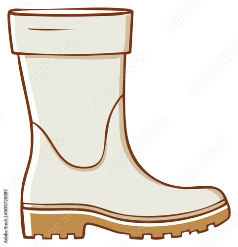 Hand drawn illustration of a single rubber boot ideal for rainy weather or gardening activities