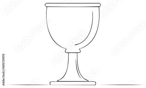 Minimalist outline of a chalice cup on a simple line background.