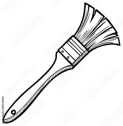 Paint Brush Outline Hand Drawn Illustration Crafting Projects and Artistic Design Elements