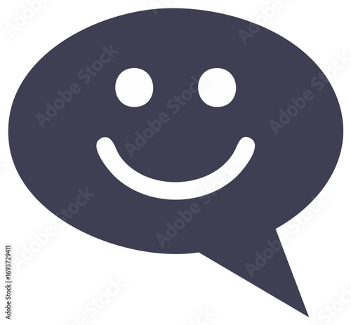 Happy Face Speech Bubble Icon Minimalist Design