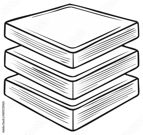 Stack of Books Outline Illustration Reading Education Knowledge