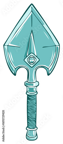 Stylized turquoise magical arrow vector illustration fantasy game weapon ancient artifact