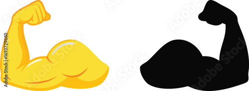 Biceps vector isolated emoji gesture flat illustration. 