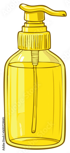 Yellow Soap Dispenser Illustration for Hygiene and Cleansing Concepts