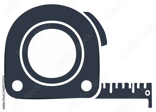 Dark gray tape measure icon for construction, home improvement, and precise measurement tasks.
