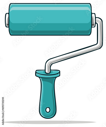 Teal Paint Roller for Home Improvement and Wall Renovation Illustration