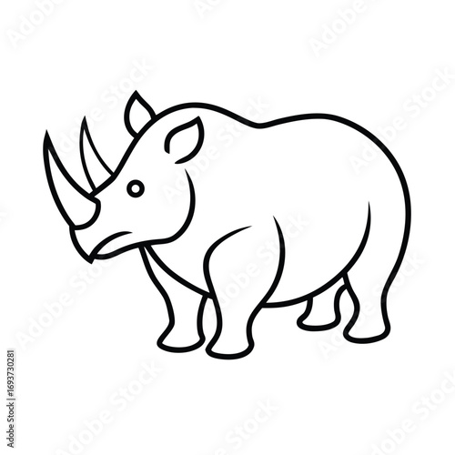 Rhinoceros horn forward black line art