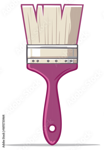 Illustration of purple paint brush with white bristles for painting or decorating projects