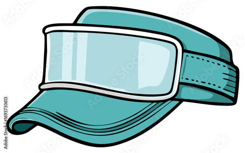 Illustration of a blue visor with a clear protective shield for sun and weather protection