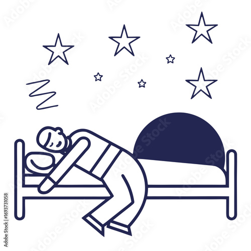 A Man Sleeps Soundly in His Bed Under a Sky Full of Twinkling Stars