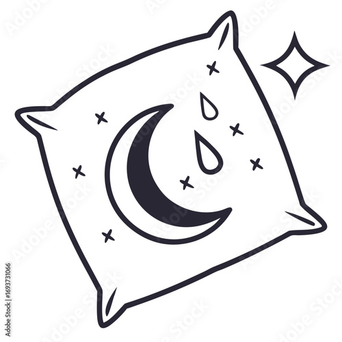 Comfortable Sleep Pillow with Moon and Stars Symbolizing Restful Nights