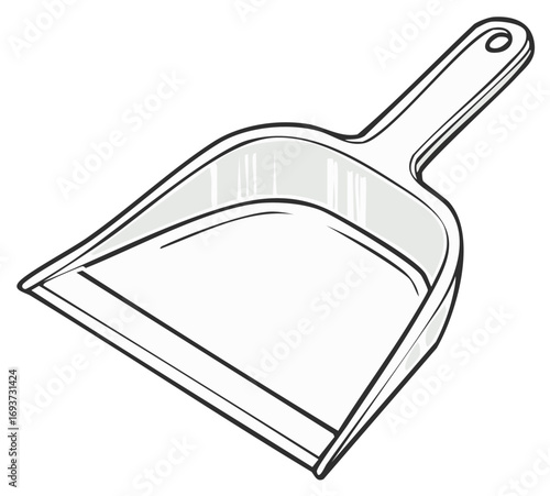 Classic household dustpan sketch illustration for cleaning chores