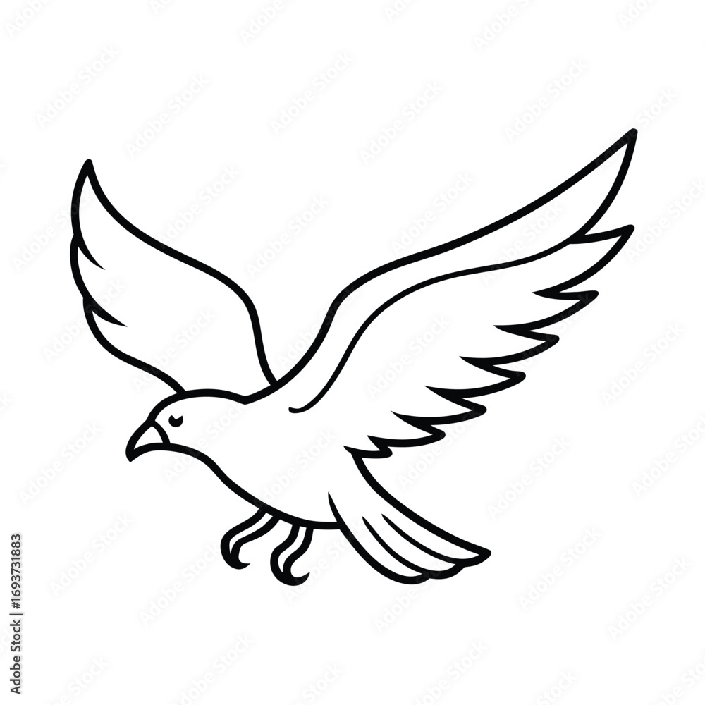 Obraz premium Soaring eagle with wings spread minimalist line art