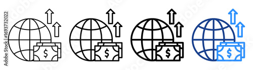 Global Inflation Icon Different Style Outline Collection Set