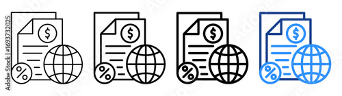Global Tax Icon Different Style Outline Collection Set