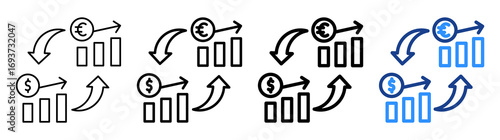 Exchange Rate Icon Different Style Outline Collection Set