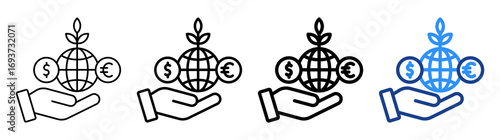 Foreign Investment Icon Different Style Outline Collection Set