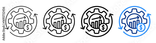 Economic System Icon Different Style Outline Collection Set