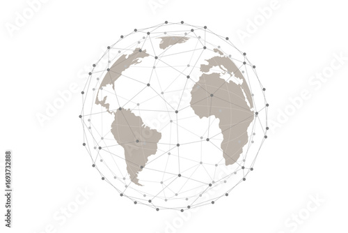 Global digital network connecting continents. This abstract illustration represents modern technology, business, and communication across the world.
