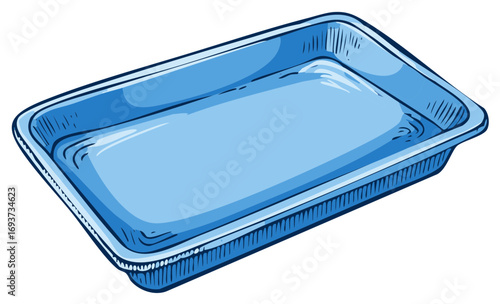 Cartoon Blue Plastic Food Container Illustration Fresh and Clean Design