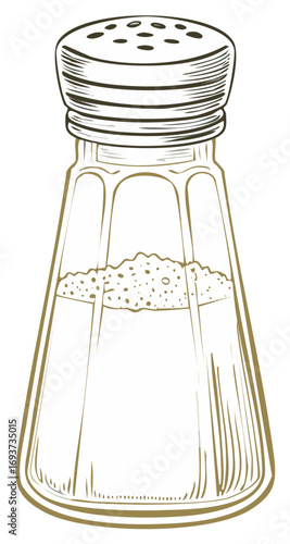 Salt Shaker Vintage Illustration with Brown Outline for Spices and Seasonings