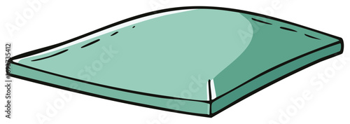 Sketch of a teal cushion or mat with black outlining and shading