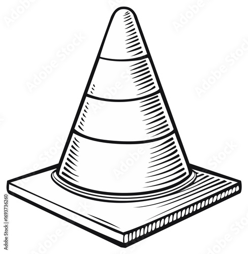 Black and white illustration of a safety cone