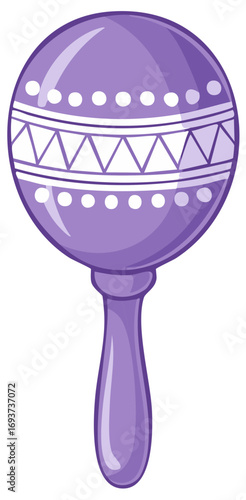 Colorful Purple Maraca with Geometric Patterns for Music Fun and Celebration