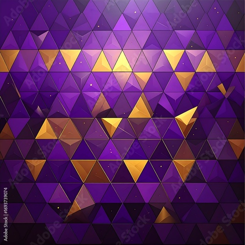 Abstract purple and gold triangle mosaic